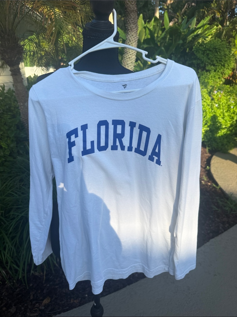 Fanatics White Long-Sleeve Tee with Blue "FLORIDA" Script